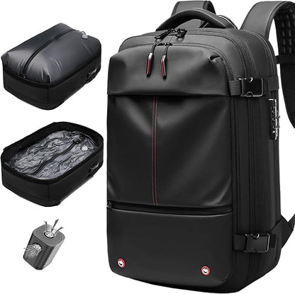 Vacuum Seal Backpack Travel 60L Expandable Backpack with Compression System, TSA Lock Water Resistant Carry-On Backpack (with Pump)