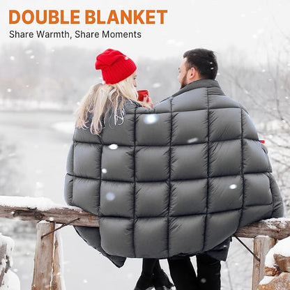 Down Puffy Blanket 80"x87", Light Gray