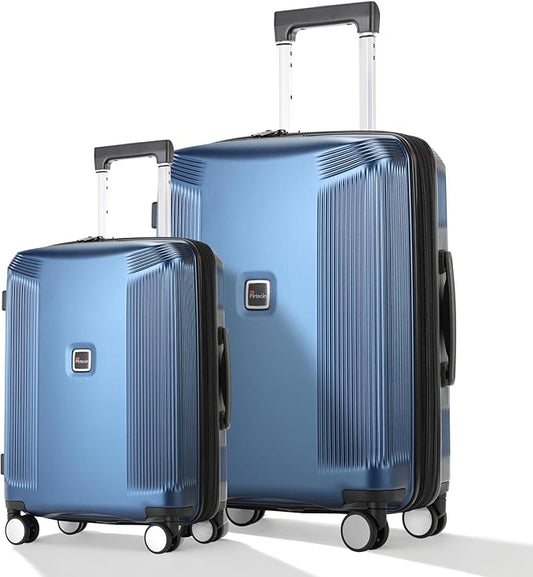 Luggage Sets 2 Piece, 20/28 Inch Lightweight Expandable PC Hardside Durable Suitcases with Spinner Wheels & TSA Lock, Blue