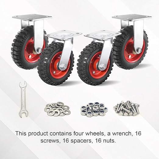 8 Inch Caster Wheels, Casters Set of 4 Heavy Duty, Industrial Castors for Moving Needs, Plate Castor Wheels Perfect for Furniture, Equipment (8INCH 2*Swivel+2*Fixed)