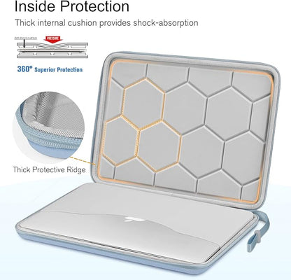 FINPAC Hard Laptop Sleeve Case for 13 inch MacBook Air M4 2025 A3240 M3 2024 A3113, 14 inch MacBook Pro M5/M4/M3/M2 A3434 A3401, 13" Air/Pro, Waterproof Case for Dell, Surface Laptop, HP, Ice Blue