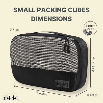 5pc Small Black Packing Cubes for Suitcases - Travel Packing Organizers for Carry on Suitcase - Luggage Cubes set of 5