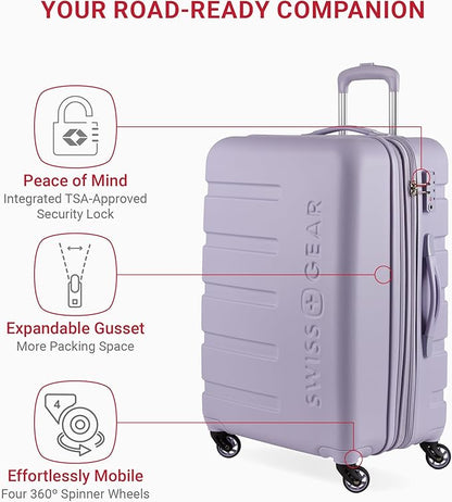 SwissGear 7366 Signature Hardside Expandable Luggage with Spinner Wheels, TSA Lock, Evening Haze, Checked-Medium 23-Inch