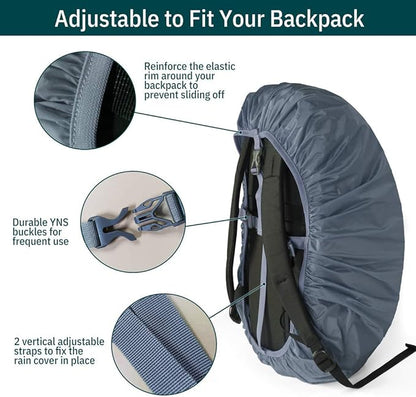 Unigear Backpack Rain Cover Waterproof Rating 5000mm Ultraportable and Durable with 2 Anti-Slip Buckle Strap, Integrated Carry Pouch Design (Gray, Meidum)