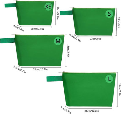 10 Pieces Cotton Canvas Makeup Bag with Bottom and Strap, Multi-Purpose Cosmetic Bag with Zipper Travel Toiletry Pouch, Blank DIY Craft Bag (Green, L)