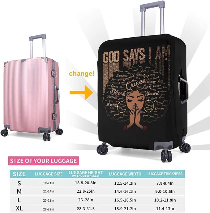 Travel Suitcase Protector African American Woman Elastic Protective Washable Luggage Cover With Concealed Zipper Suitable For 18-32 Inch (S (for 18--21 inch luggage))