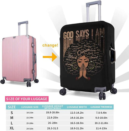 Travel Suitcase Protector African American Woman Elastic Protective Washable Luggage Cover With Concealed Zipper Suitable For 18-32 Inch (M (for 22--24 inch luggage))
