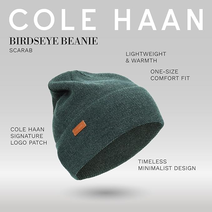 Cole Haan Men's Heritage Rib Cuff Wool Beanie Hat, One Size