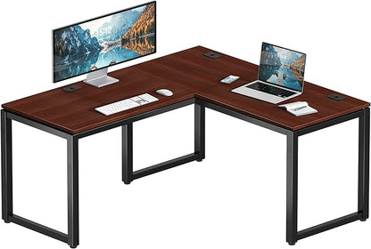 SHW 55 x 60 Inches Commercial-Grade L-Shape Corner Office Computer Desk, Cherry