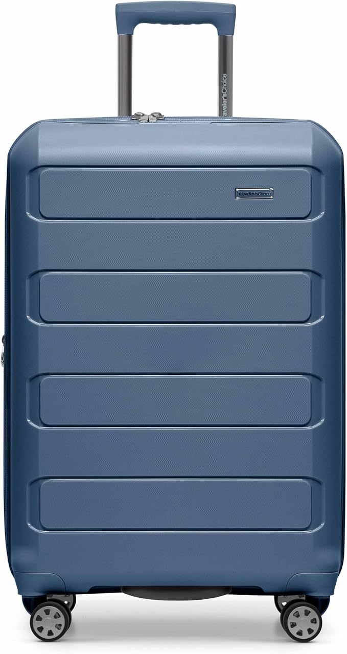 Traveler's Choice Pagosa Indestructible Hardshell Expandable Spinner Luggage, Slate Blue, 3-Piece Set (22/26/30)