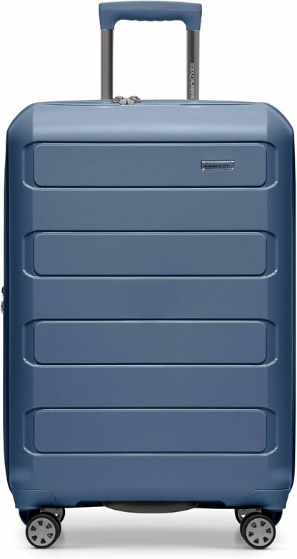 Traveler's Choice Pagosa Indestructible Hardshell Expandable Spinner Luggage, Slate Blue, 3-Piece Set (22/26/30)