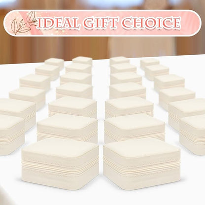 Taiyin 6 Pcs Travel Jewelry Case Box Bridesmaid Gifts Bulk Travel Jewelry Cases Boxes Small Jewels Organizers Mini Accessories Ornaments Storage for Women Girls Wedding Gifts (White)