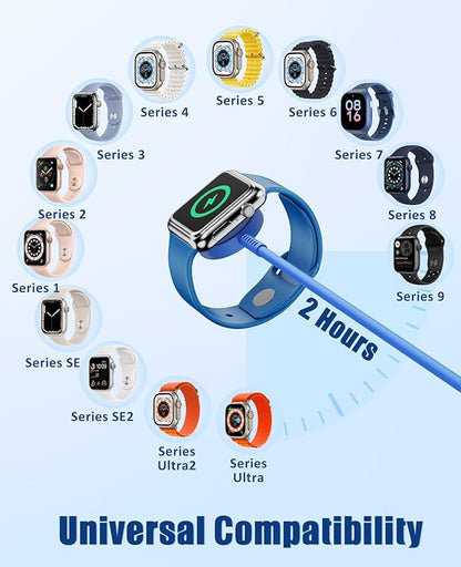 for Apple Watch Charger 6FT, 3 in 1 Magnetic Smart iWatch Fast Charger Cable with 20W Type C Wall Charger Block for Apple Watch Series Ultra/SE/9/8/7/6/5/4/3/2/1 & iPhone15/14/13/12/11 (Blue)