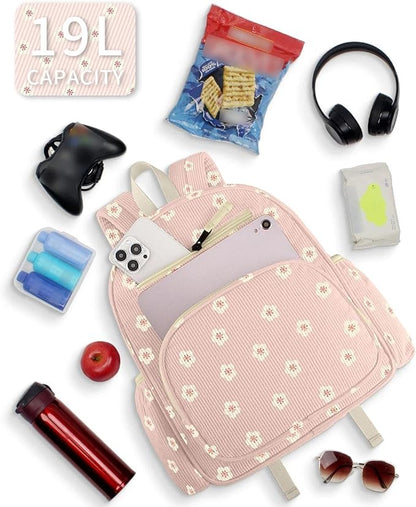Corduroy Kids Backpack for Girls, Girls Backpack 5-9, Kindergarten Elementary School Bookbag for Girl 15.3" H Fit Folder