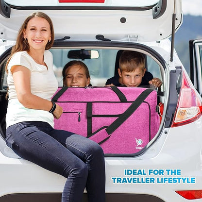Bago Rolling Duffle Bag with Wheels - 27" 80L Foldable Weekender Bag, Waterproof Travel Duffel Bag, Heavy Duty lightWeight Duffle Bag for Traveling, Rolling Duffel Bag with Wheels (SnowPink)