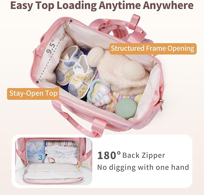 CEI-CEI Diaper Bag Backpack for Mom and Dad, Puffer Baby Bag Backpack with Insulated Pocket, Water-Resistant, Unisex Travel Backpack with Changing Pad & Stroller Straps