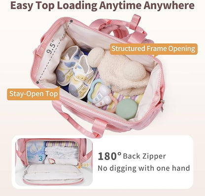 CEI-CEI Diaper Bag Backpack for Mom and Dad, Puffer Baby Bag Backpack with Insulated Pocket, Water-Resistant, Unisex Travel Backpack with Changing Pad & Stroller Straps