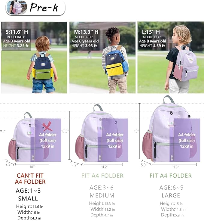 Preschool Toddler Backpack For Boys Girls, School Mini & Travel, Small Kids Child Backpacks, Kindergarten Elementary bag, 11.6" H