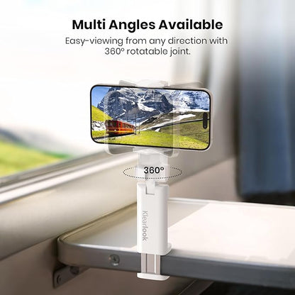 Klearlook Universal Flight Phone Holder, White, Foldable, 360 Rotation, Compatible with 4.7-6.9 Inch Phones