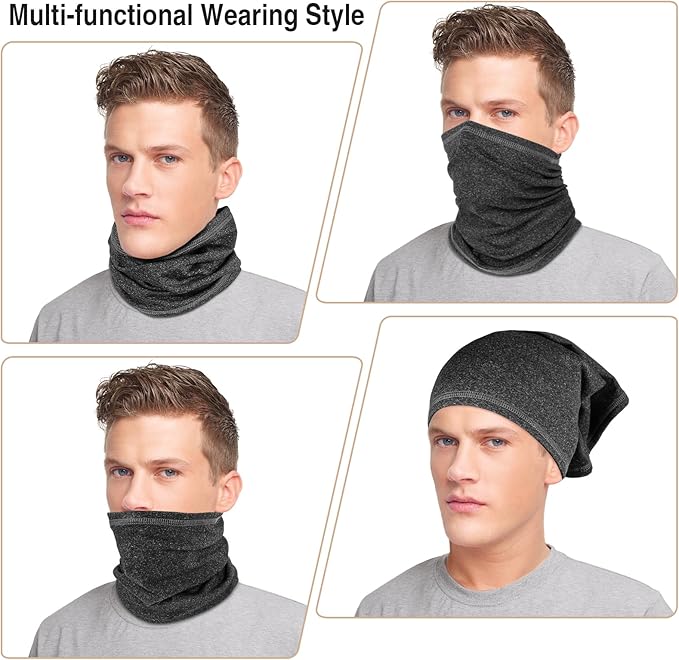 2 Pack Winter Neck Gaiter Warmer for Men&Women,Windproof Face Cover Fleece Face Mask Scarf for Cold Weather Sport