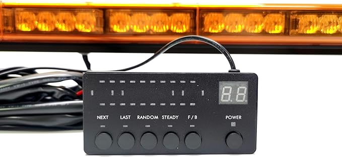CFLMYYXGS 63" 120 LED Amber Warning Light Bar with Digital Controller 26 Flash Patterns 1W High-Intensity Beacons for Trucks Work Vehicles Weatherproof Emergency Strobe Lights (63 inches 120 LED)