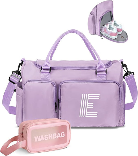 Gifts Teen Girl Gift, Initial Travel Duffle Bag, Duffel Bags, Personalized Weekender bags, Lilac purple-E