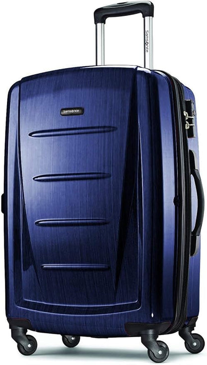 Samsonite Winfield 2 Hardside Expandable Luggage with Spinner Wheels, Navy, Checked-Medium 24-Inch