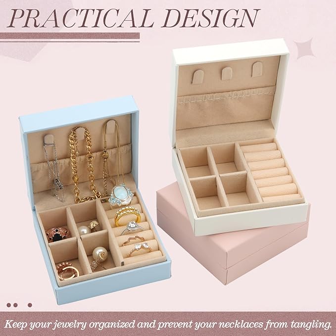 Bridesmaid Proposal Gifts Travel Jewelry Case Jewelry Travel Organizer Small Bachelorette party Jewelry Box Bridesmaid Gift Boxes Mini Storage Organizer Storage Box (8, White&Black small)