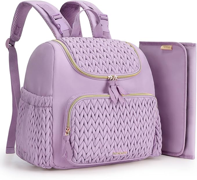 mommore Small Diaper Bag Diaper Backpack Stylish Toddler Baby Mini Maternity Bags Travel Backpacks with Insulated Pockets, Changing Pad, Stroller Straps