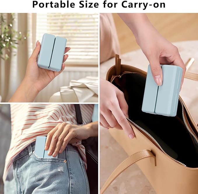 FYY Daily Pill Organizer, 7 Compartments Portable Travel Pill Case, [Folding Design] for Purse Pocket to Hold Vitamins,Cod Liver Oil,Supplements and Medication-Blue