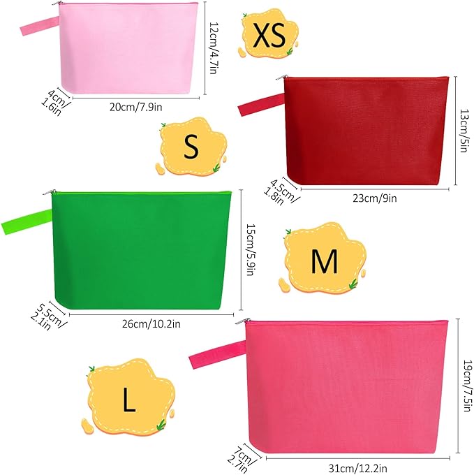 10 Pieces Cotton Canvas Makeup Bag with Bottom and Strap, Multi-Purpose Cosmetic Bag with Zipper Travel Toiletry Pouch, Blank DIY Craft Bag Pencil Bag (Multicolor 02, M) (MN-WB07)