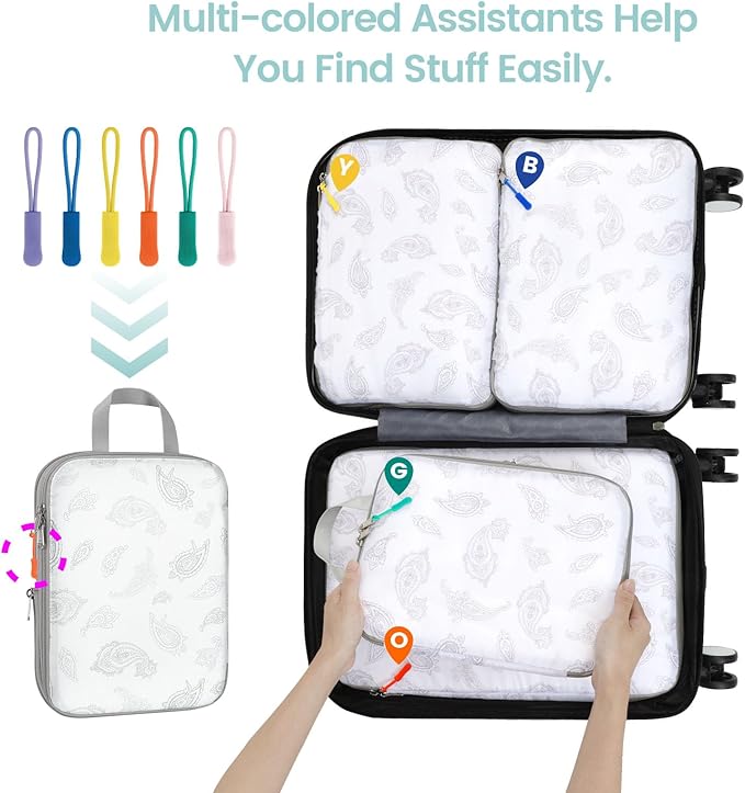 Cambond Compression Packing Cubes for Travel Women - Expandable Travel Bags Luggage Organizers Travel Essentials Compression Cubes for Travel Carry on Suitcases Organizer