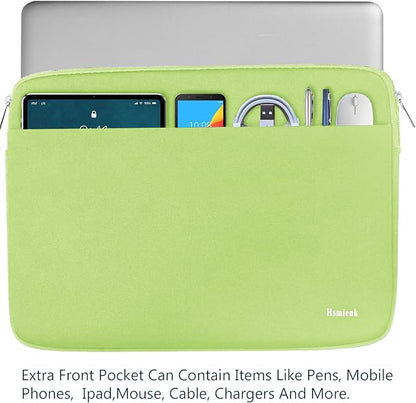 Laptop Case 14 inch, Shockproof Protective Notebook Cover Bag with Accessory Pocket, Durable Carrying Laptop Sleeve Compatible for MacBook HP Lenovo Dell Asus Acer, Light Green