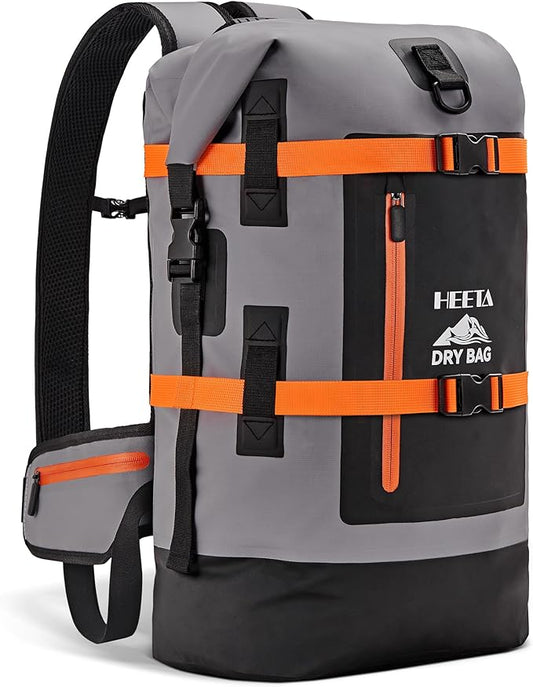 HEETA Dry Bags Waterproof Backpack 40L for Men & Women, Roll Top Heavy Duty Cushioned Hiking Backpack for Kayaking Boating Paddle Boarding Fishing Travel Camping Beach Vacation Cruise Ship Essentials
