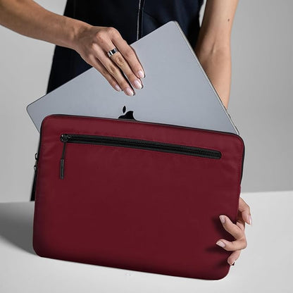 Incase Compact Laptop Sleeve with Flight Nylon - 14-inch MacBook/Laptop & iPad/Tablet Sleeve - Faux Fur Lining, Lightweight, Durable, Weather Resistant, Slip Pocket for Accessories - Cosmic Red