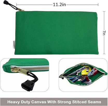 8 Pack Canvas Tool Bag Zipper Pouch - Heavy Duty 16 oz. Canvas Tools Utility Pouches, Multipurpose Storage Organizer Tote Bags with Dependable Metal Zippers, 12.5 x 7-Inch