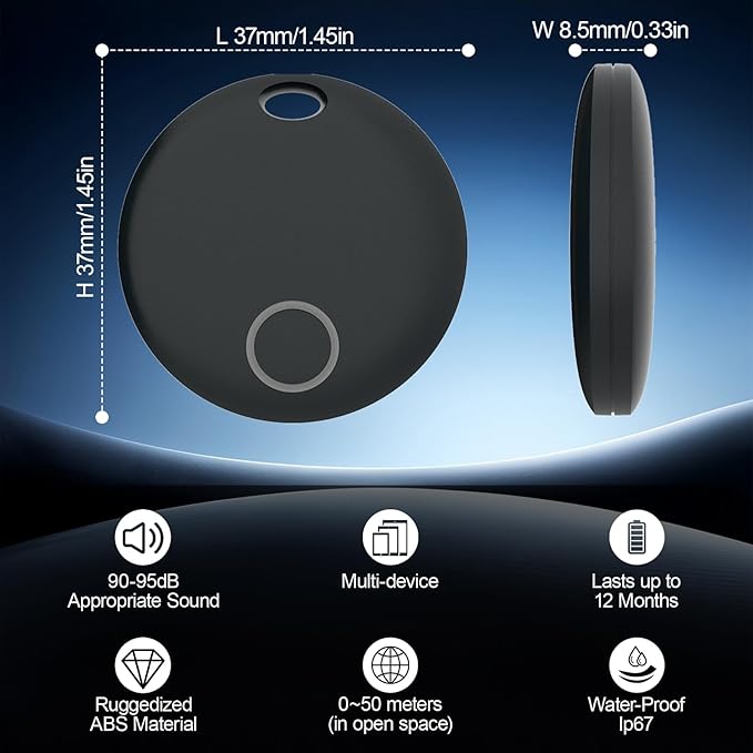 Tracker Tags 4 Pack, Luggage Tracking Tags Compatible with TUYA App and Smart Life APP, Both iOS and Android Compatible, Key Finder Locator with Sound, Smart Tag, Item Finder for Keys, Bags