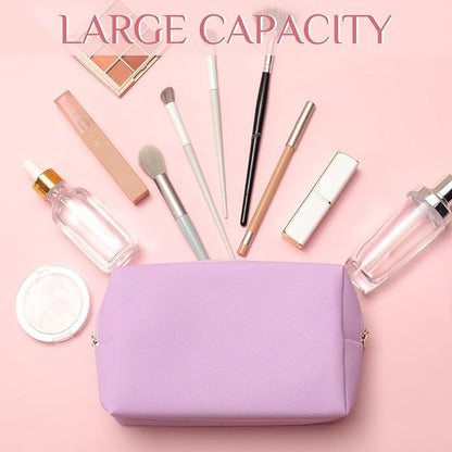 Cunno 100 Pcs Makeup Bags Bulk PU Leather Cosmetic Pouch Christmas Small Pouch Bag DIY Toiletry Bags Preppy Aesthetic Travel Storage Organizer for Women Travel Christmas Party Gift(Pink Purple)