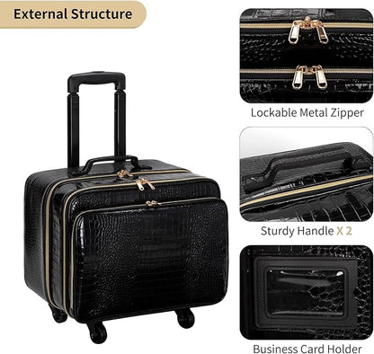 OCHEAL Rolling Makeup Train Case, 18" Carry On Travel Cosmetic Organizer Suitcase,Extra Large Trolley Makeup Storage Case On Wheels,3 Layers with 3pcs Traveling Bags for Hairstylist Cosmetology Artist