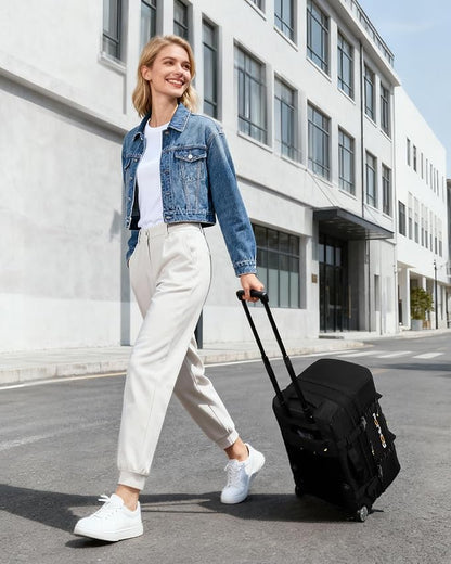 21 Inch Expandable Duffle Bag with Wheels for Men - Water Resistant Wheeled Duffle Bag for Weekend Travel & Overnight Trips,Black
