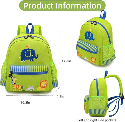 willikiva Cute Zoo Little 3d Backpack Kids Backpack for Boys and Girls Toddler Backpack Waterproof Preschool(Green Zoo)