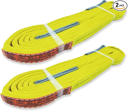 2-Ply Lifting Straps 1”x 10ft Webbing Sling Tree Saver 2Pack Heavy Duty Web Strap Rigging Moving Towing Hoisting Gear KODIAK STRAPS