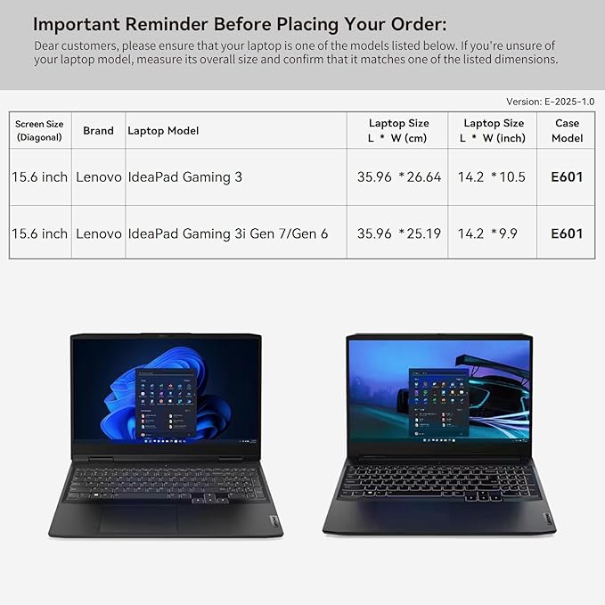Smatree 15.6 inch Laptop Sleeve for Lenovo IdeaPad Gaming 3i Gen 6/7, for IdeaPad Gaming 3 Laptop Bag with Accessory Pocket, YKK Zipper, Patented Shockproof Design (E601)