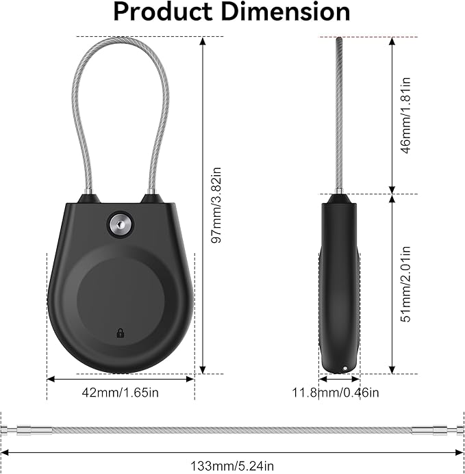 for AirTag Holder, Airtag Lock Case with Wire Cable, IPX8 Waterproof, for Luggage, Key Ring Key Chain Luggage tag Backpack (4 Pack-Black, Orange, White, Blue)
