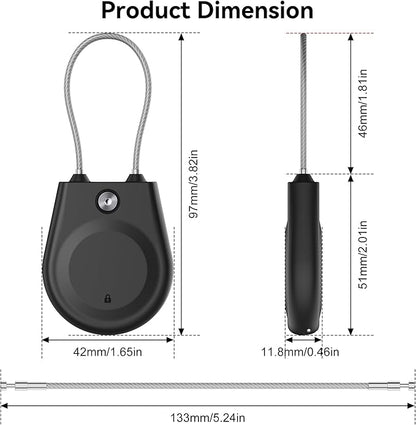 for AirTag Holder, Airtag Lock Case with Wire Cable, IPX8 Waterproof, for Luggage, Key Ring Key Chain Luggage tag Backpack (4 Pack-Black, Orange, White, Blue)