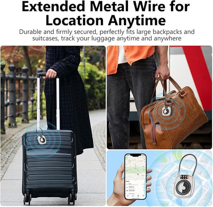Compatible with Apple AirTag Secure Lock with Wire Cable, 3-Digit Combination Luggage Locks, Alloy Body Ultra Durable Anti-Lost Protective Case for Luggage, Bags, Suitcase, and Backpacks (WHITE)