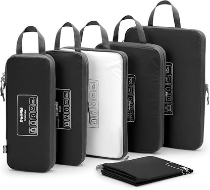 G4Free 6 Set Compression Packing Cubes, 3 sizes Travel Packing Organizers for Suitcases, Expandable Luggage Suitcase Storage Bags Set, Lightweight Packing Cubes Travel Essentials