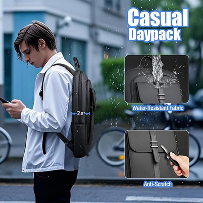 hk Slim Laptop Backpack, 15.6 Inch Anti-Theft Waterproof Bag for Men & Women, Lightweight Computer Backpack for Daily Commute, Work, College, or Travel, 16.5 * 11.8 * 2.8 in, 1.6 lbs