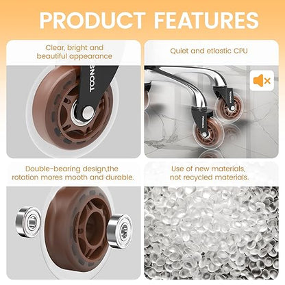 3 Inch Office Desk Chair Wheels Replacement, Computer Gaming Casters for Carpet, Stem 7/16-7/8 Set of 5 for Furniture Hardwood Hard Floors Chair Castors Tile Smooth Safe Quiet Rolling 660 LB, (Brown)