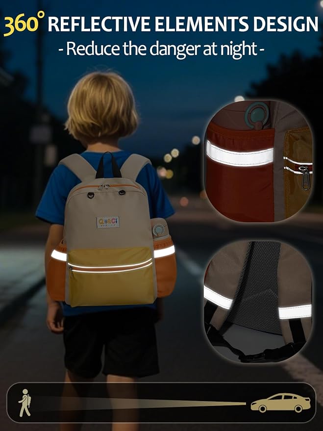 Kids Backpack for Boys Girls, Toddler Backpack for Preschool Kindergarten, 15inch Elementary School Bookbag with Reflective for Ages 6-8, Yellow